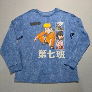 Naruto Anime Long Sleeve T Shirt XL Blue Tie Dye Team 7 Graphic Kids Boys